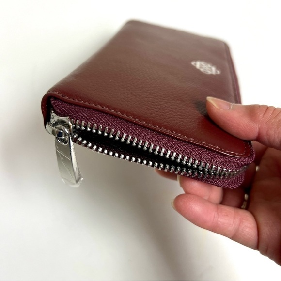 PIAZZA Smooth Leather Zip around Wallet Burgundy NWOT - Picture 6 of 7